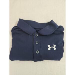 Under Armour Polo Shirt Youth XL YXL Blue Striped Short Sleeve Golf Athleisure